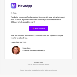 Customer Review Request Email Template