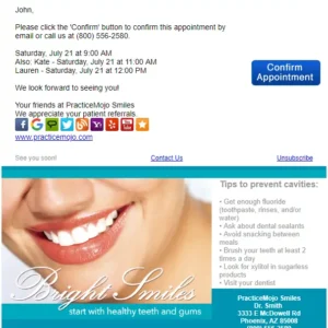Dental Appointment Reminder Email Template